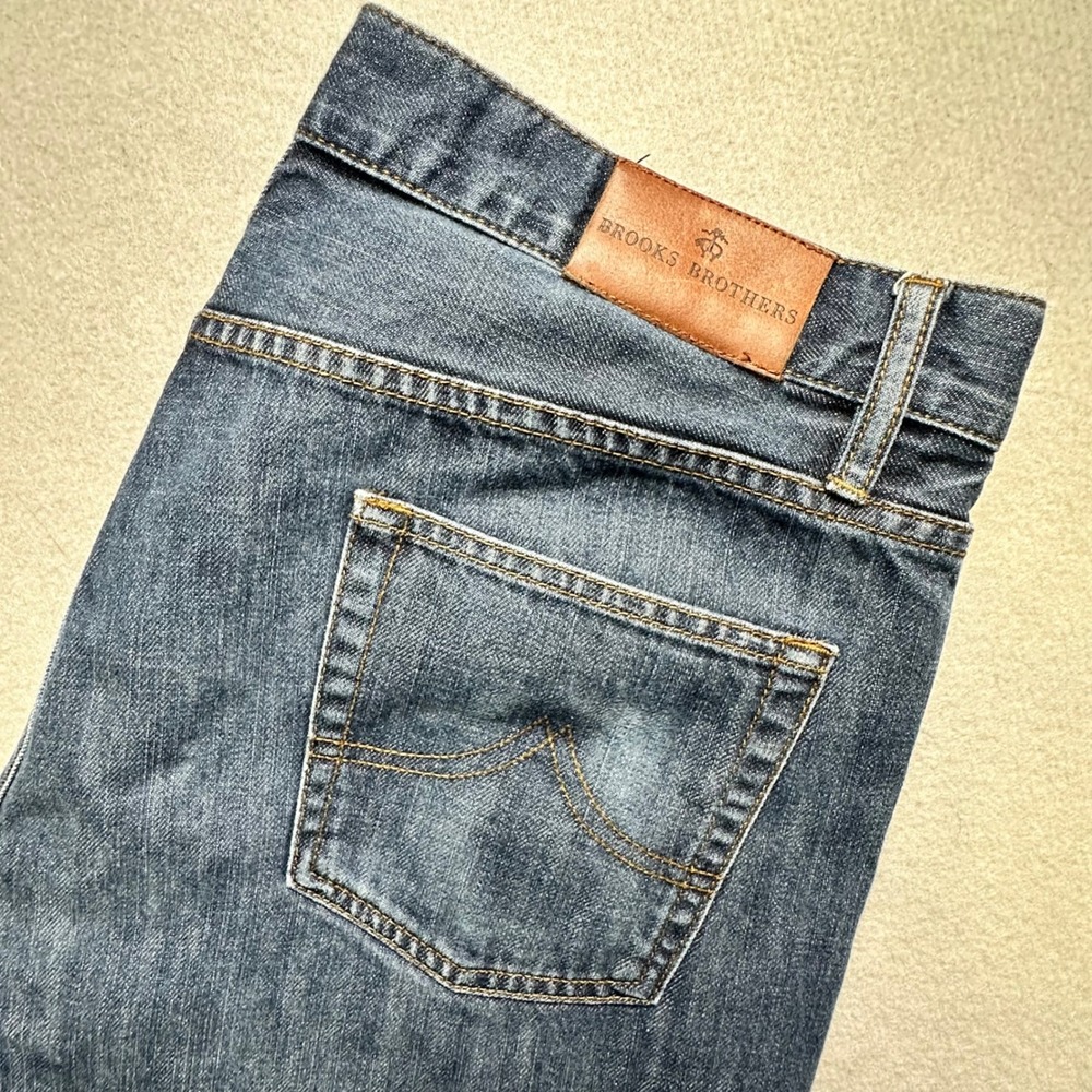 Brooks Brothers Straight Fit Jeans Mens 35x32 Blue Medium Wash 100% Cotton